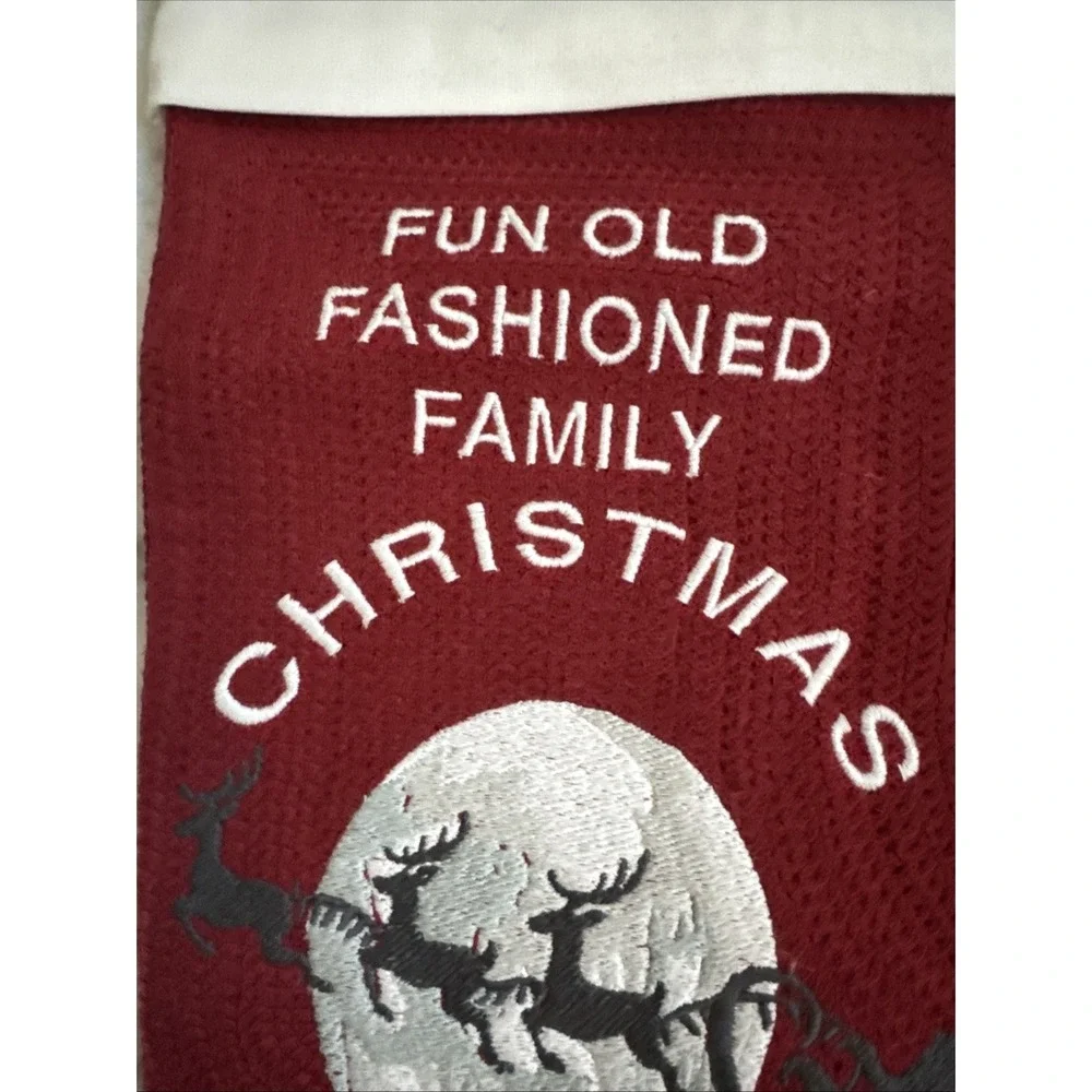 Pottery Barn Fun Old Fashioned Family Christmas Stocking Santa Flames NWOT